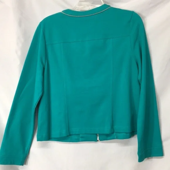 Chico’s Women’s Teal Zip-Up Jacket Size 1 Like-NEW - Picture 6 of 6